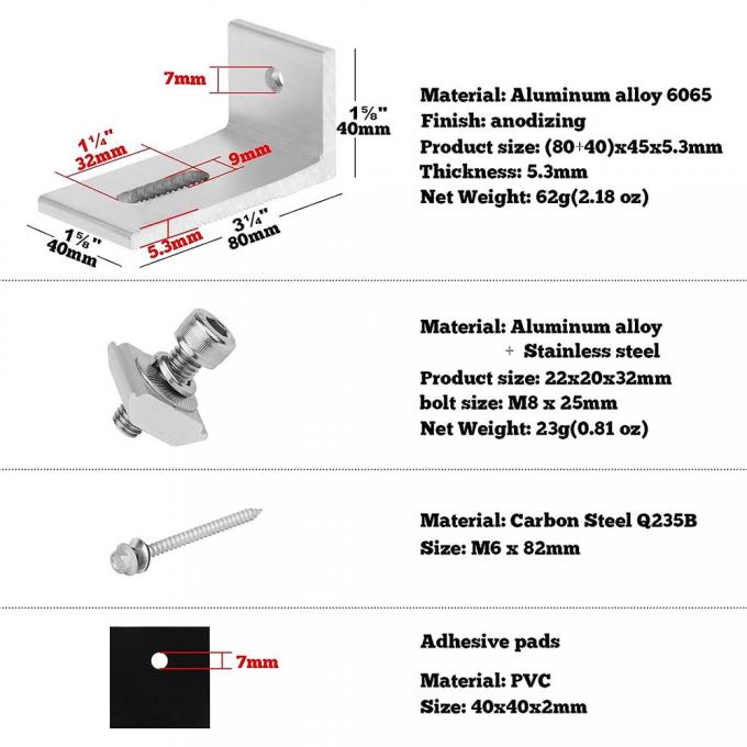 Китайская фабрика бесплатный образец солнечный L Foot высокое качество цветные стальные плитки крыши фотоэлектрическая система кронштейна L Foot 1